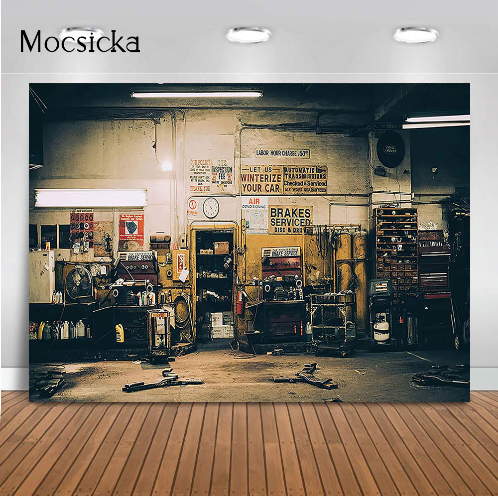 Retro Car Repairs Backdrop Too - Workshop Tools Photos ulasan dan harga