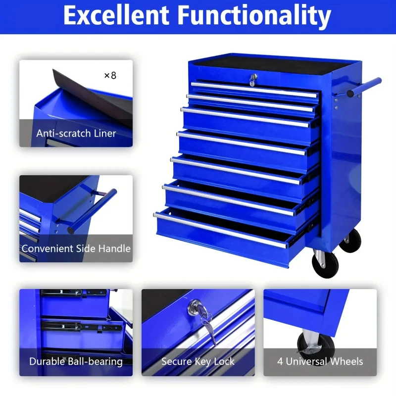 7 Drawers Blue Multifunctional - Tools Trolley For Workshop ulasan dan harga